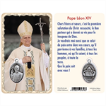Carte plastifiée avec médaille en métal et prière du Pape Léon XIV