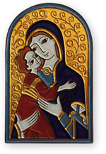 Céramique de la Vierge de tendresse sur fond or