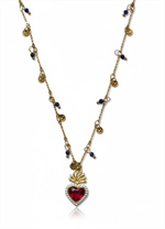 Collier coeur laiton, perle lapis lazulis 42 cm H29- Les joyaux... Hildegarde