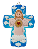 Croix en résine Sacré Coeur de Jésus - 15cm