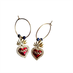 Boucles d'oreilles coeur rouge H1 Perles Lapis-lazulis - Les joyaux...Hildegarde