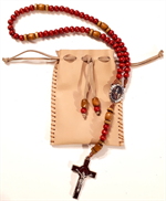 Chapelet artisanal de Ste Jeanne d'Arc, croix de l'Esprit Saint avec sa pochette