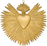 Sacré-Coeur en métal à suspendre au mur - 21 cm