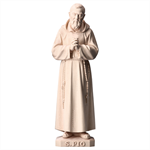 Statue saint Padre Pio bois naturel - 12 cm