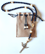 Chapelet artisanal de la Vierge Marie + croix ste Trinité avec sa pochette