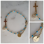 Bracelet "Croix et pointillés bleus"