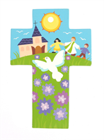 Croix Prêtre Colombe 15x10cm