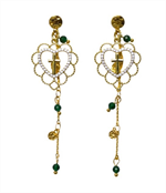 Boucles d'oreilles, perle agathe verte, 6 cm H10 - Les joyaux...Hildegarde