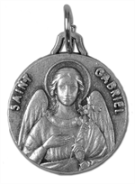 Médaille de saint Gabriel en métal argenté 18 mm