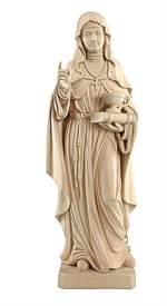 Statue Sainte Hildegarde en bois 15 cm