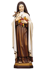 Statue sainte Thérèse de Lisieux bois peint - 8 cm
