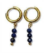 Boucles d'oreilles créole, lapis-lazuli, 3 cm H13 - Les joyaux...Hildegarde