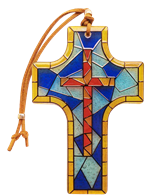 Croix en verre 8x12cm- VITRAIL CROIX