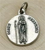 Médaille de saint Pérégrin en métal argenté 18 mm