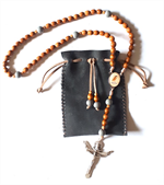 Chapelet artisanal de la Vierge Marie + croix Ste Trinité avec sa pochette grise