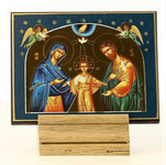 Icône autocollante Or La Sainte Famille aux Etoiles 8x6,5 cm