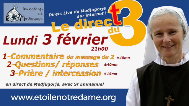 Soeur D Hélios En 3 Lettres Le direct du 3 avec Sœur Emmanuel - Medjugorje - 21 heures - Etoile