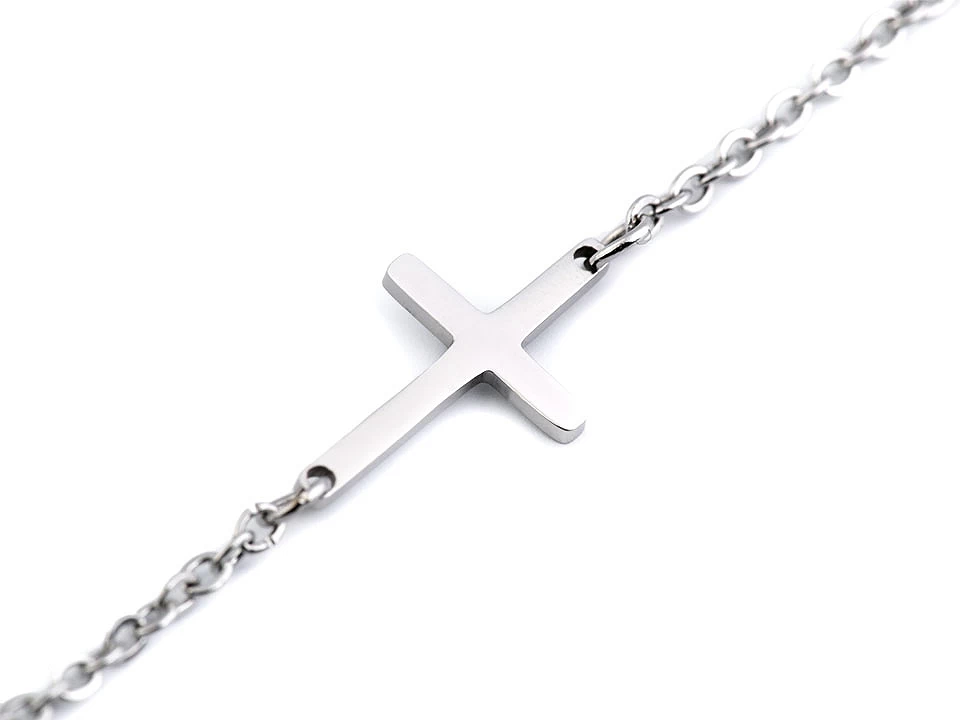 Bracelet en acier platinium croix