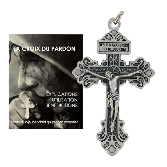 Croix du Pardon en métal avec notice 5 cm